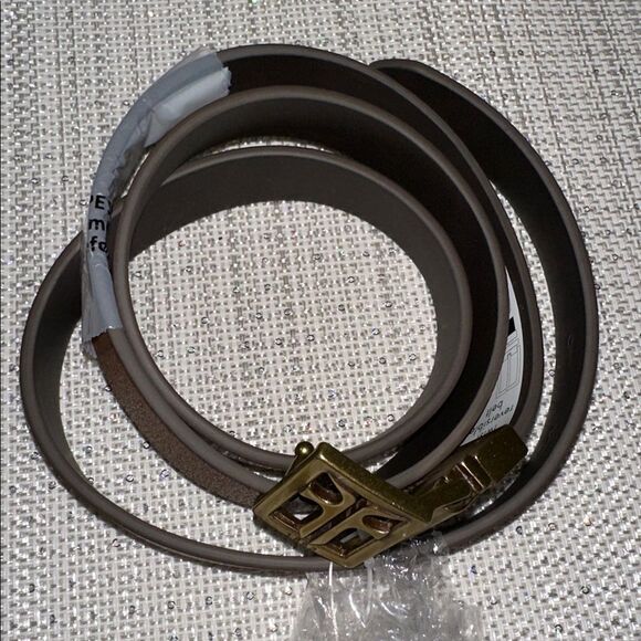FRYE L Tan Brown Reversible Twist Gold Tone Hardware Pin Hole Leather Belt main image 7